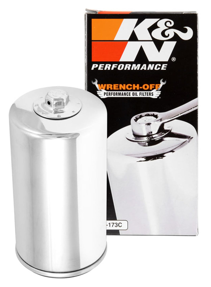 K&N Oil Filter Motorcycle: High Performance, Premium, Designed to be used with Synthetic or Conventional Oils, Wrench Off Nut: Fits Select Harley Davidson Motorcycles, KN-173C