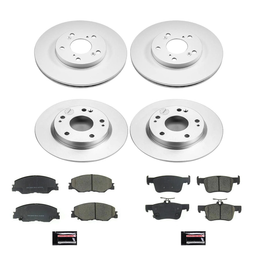 Power Stop Z17 CRK8343 Front and Rear Coated Rotor Kit-Coated Brake Rotors, Ceramic Brake Pads For Honda Civic 2022, Honda Insight 2019-2022 [Model Specific]