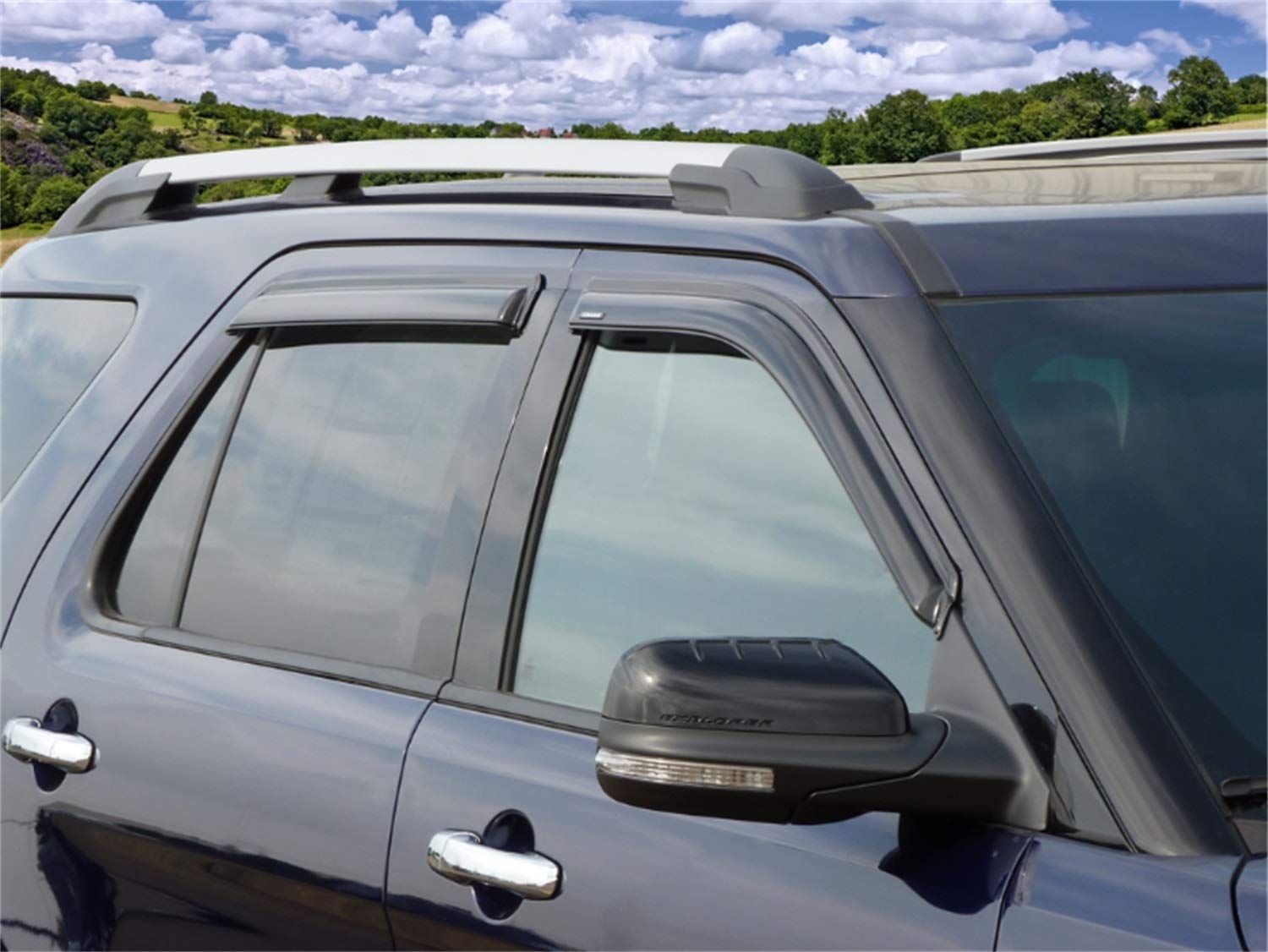 Outside Mount Ventvisors - Tape-Onz | Stampede Products | Fits 2011 - 2019 Ford Explorer, Smoke | 4 pcs., 6194-2