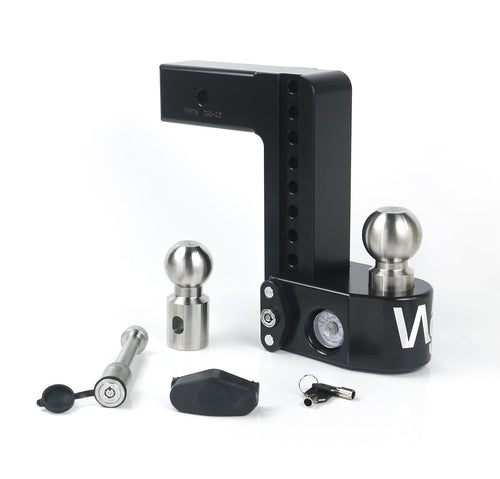 Weigh Safe 8" Drop Hitch WS825KACERBLA, 2.5" Receiver - Adjustable Aluminum Trailer Hitch Ball Mount w/Built-in Scale, 2 Stainless Steel Balls (2"&2-5/16") Keyed Alike Lock Hitch Pin Black CERAKOTE