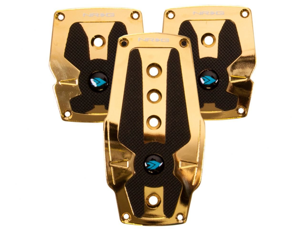 Chrome Gold NRG Innovations PDL-200CG Aluminum Sport Pedal with Black Rubber Inserts MT