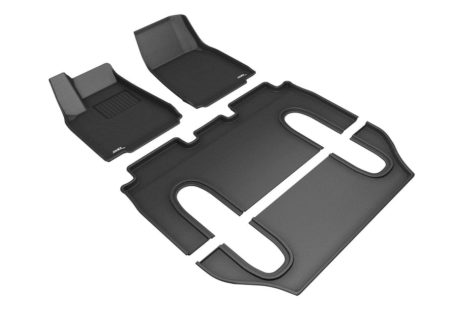 Kagu 3D MAXpider Custom Fit Floor Mat (Black) Compatible with Tesla Model X Non-folding 6-Seat 2016-2021 - Full Set