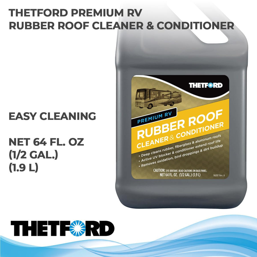 Thetford Premium RV Rubber Roof Cleaner - Non-Toxic, Non-Abrasive roof detergent 64 oz 96016