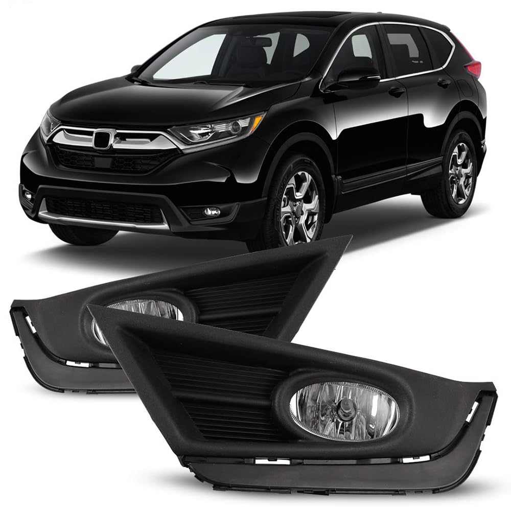 Fog Light Kit Winjet WJ30-0561-09 Set Pair RH LH Bezel Trim Wiring Harness for 2017-2018 Honda CR-V - Clear
