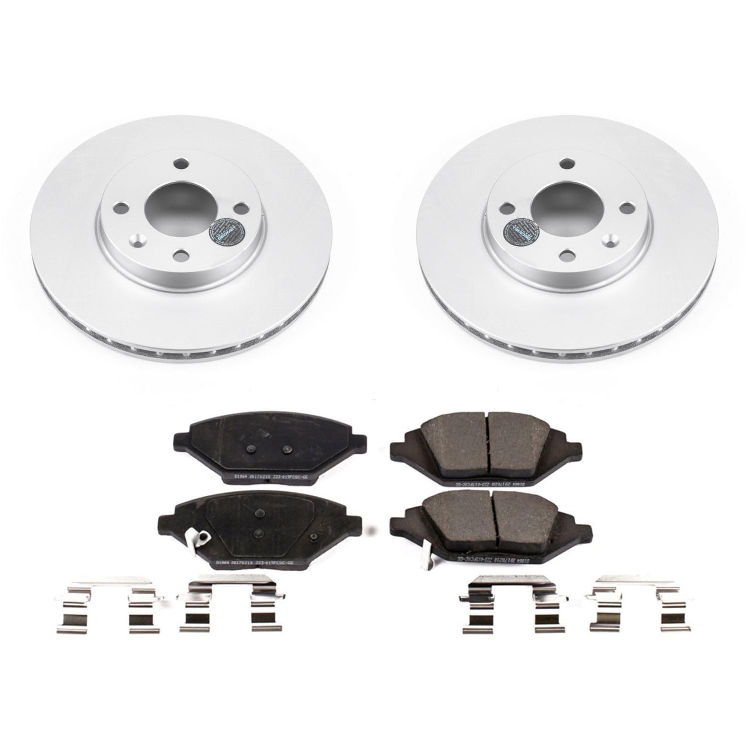 Power Stop Coated CRK7844 Brake Rotors and Z17 Ceramic Brake Pads Kit For Chevrolet Spark 2016-2022 [Model Specific]