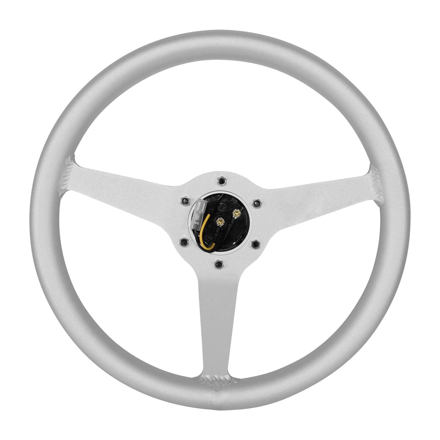 NRG Innovations All Aluminum Steering Wheel NRG-RST-071-SL 330mm - Heritage Solid Spoke- Ergonomic Grip- Anadized Silver