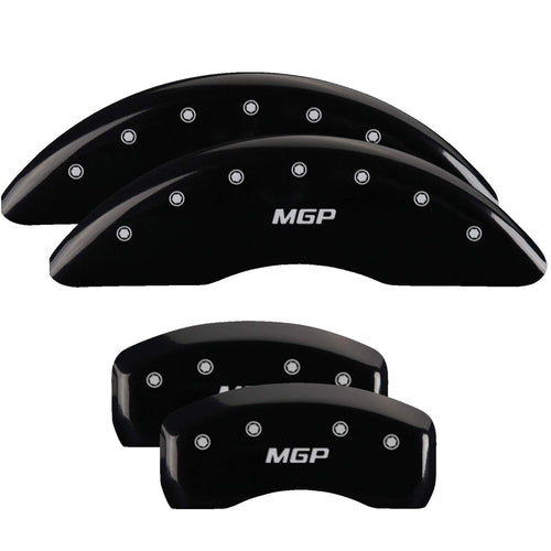Black Brake Covers MGP Caliper Covers 28177SMGPBK; MGP Engraved (Set of 4)