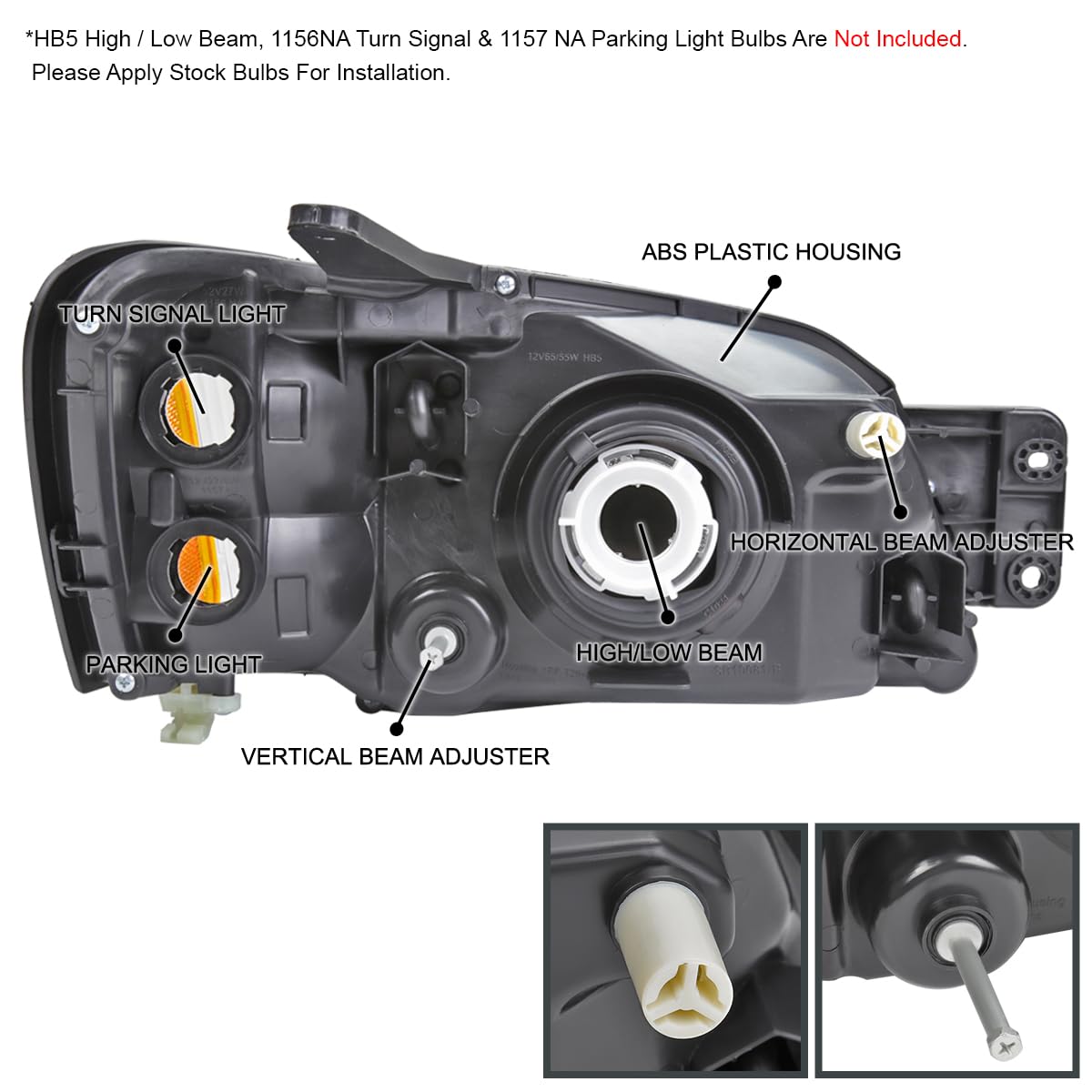 Black Headlights SPEC-D TUNING Compatible with 2000-2006 Subaru Legacy, Left + Right Pair Headlamps Assembly