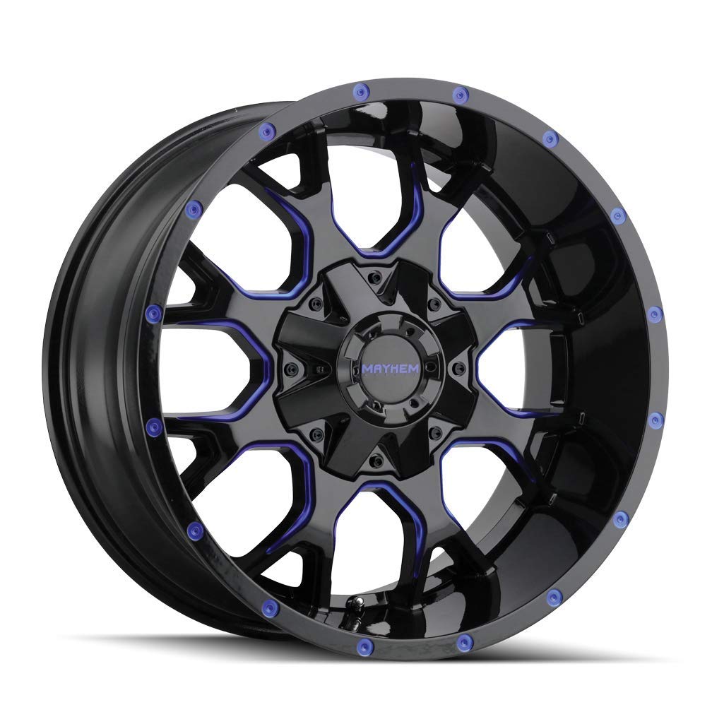 20x9 MAYHEM Warrior (8015) 6x135/6x139.7 18et mm Black W/Prism Blue Wheel