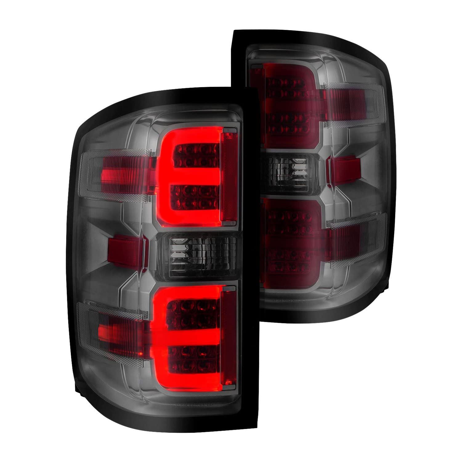 15-19 Chevy Silverado 2500HD/3500HD (Halgn Only) LED Tail Lights w/Smoke Light Bar & Clear Lens ANZO USA (311426)