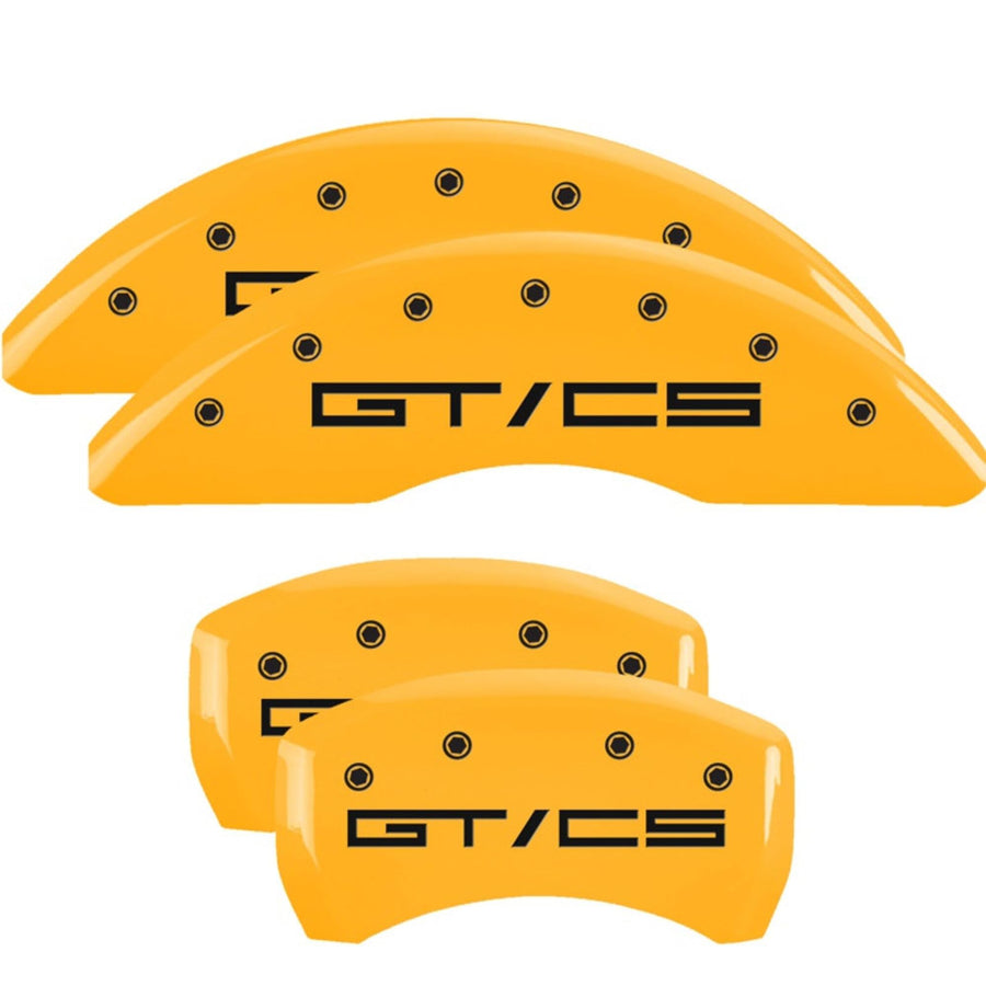 MGP 10201SGTCYL Caliper Covers Mustang GT/CS Yellow Powder Coat Finish, Black Characters, Set of 4