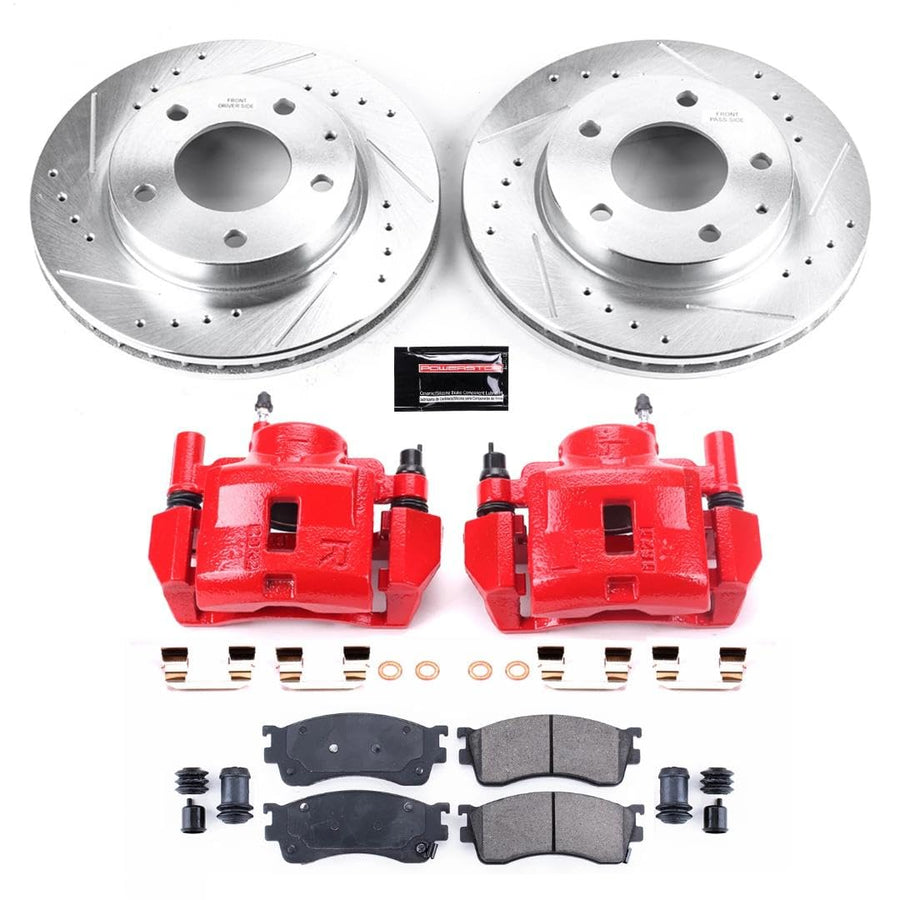 Power Stop Z23 Evolution Front Brake Caliper Kit- Brake Rotors, Carbon-Fiber Ceramic Brake Pads, Brake Calipers