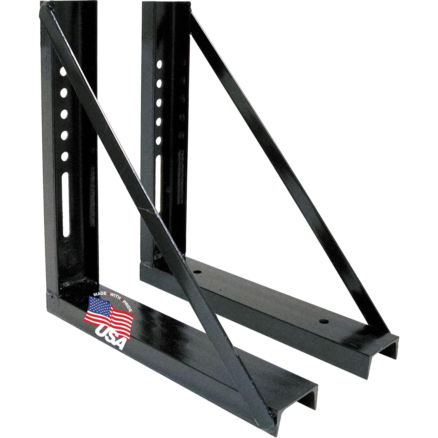 Heavy Duty Buyers Products Welded Black Structural Steel Mounting Brackets for Underbody Truck Tool Box, Set of 2, 18 x 18, Corrosion Resistant, Universal Hole Pattern For Quick Mounting