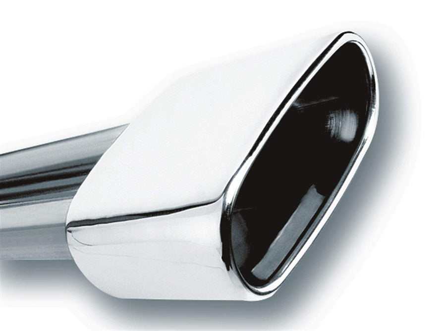 BORLA Exhaust Tip 20244 - 2.5" Inlet 6.69" x 3" Single Rectangle Rolled-Edge Angle-Cut Outlet - 5.63" Long Exhaust Tip Weld On Mounting Method
