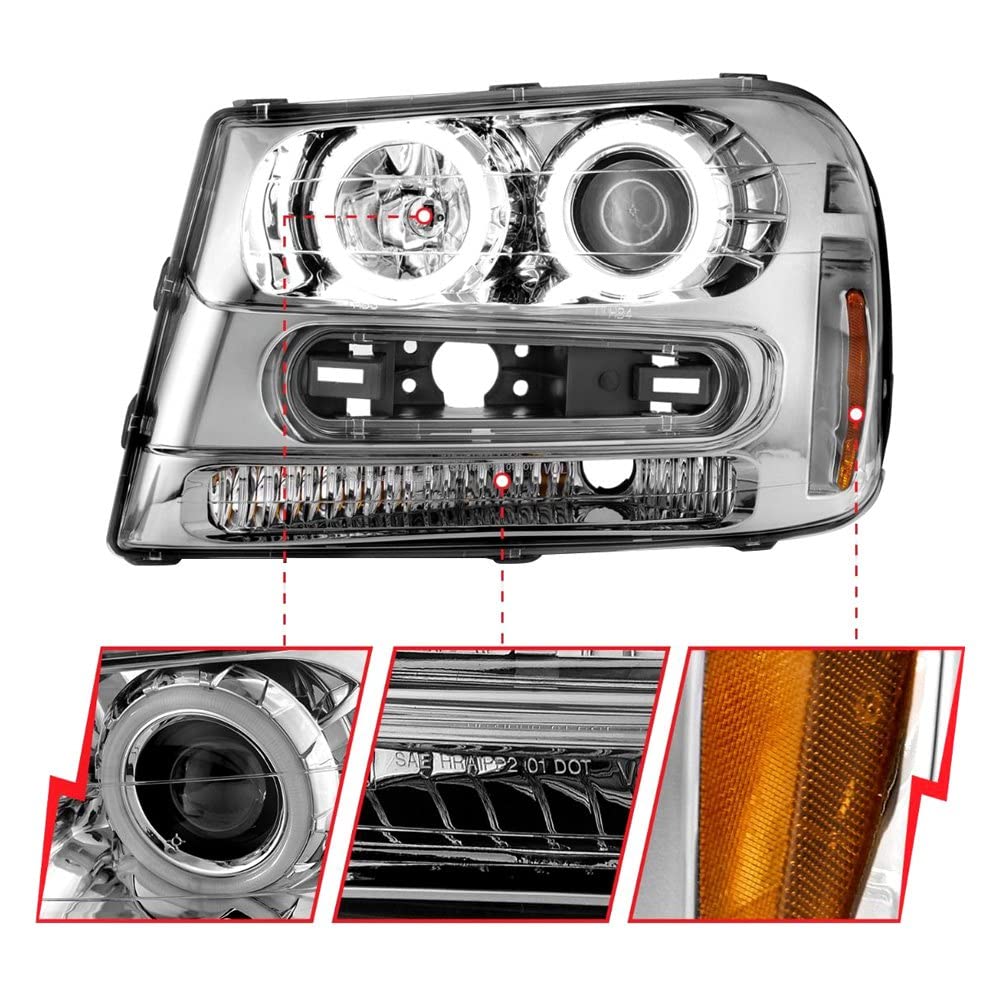 02-09 Chevrolet Trailblazer ANZO Projector Headlights w/Halo Chrome Housing (Non-LT Models)
