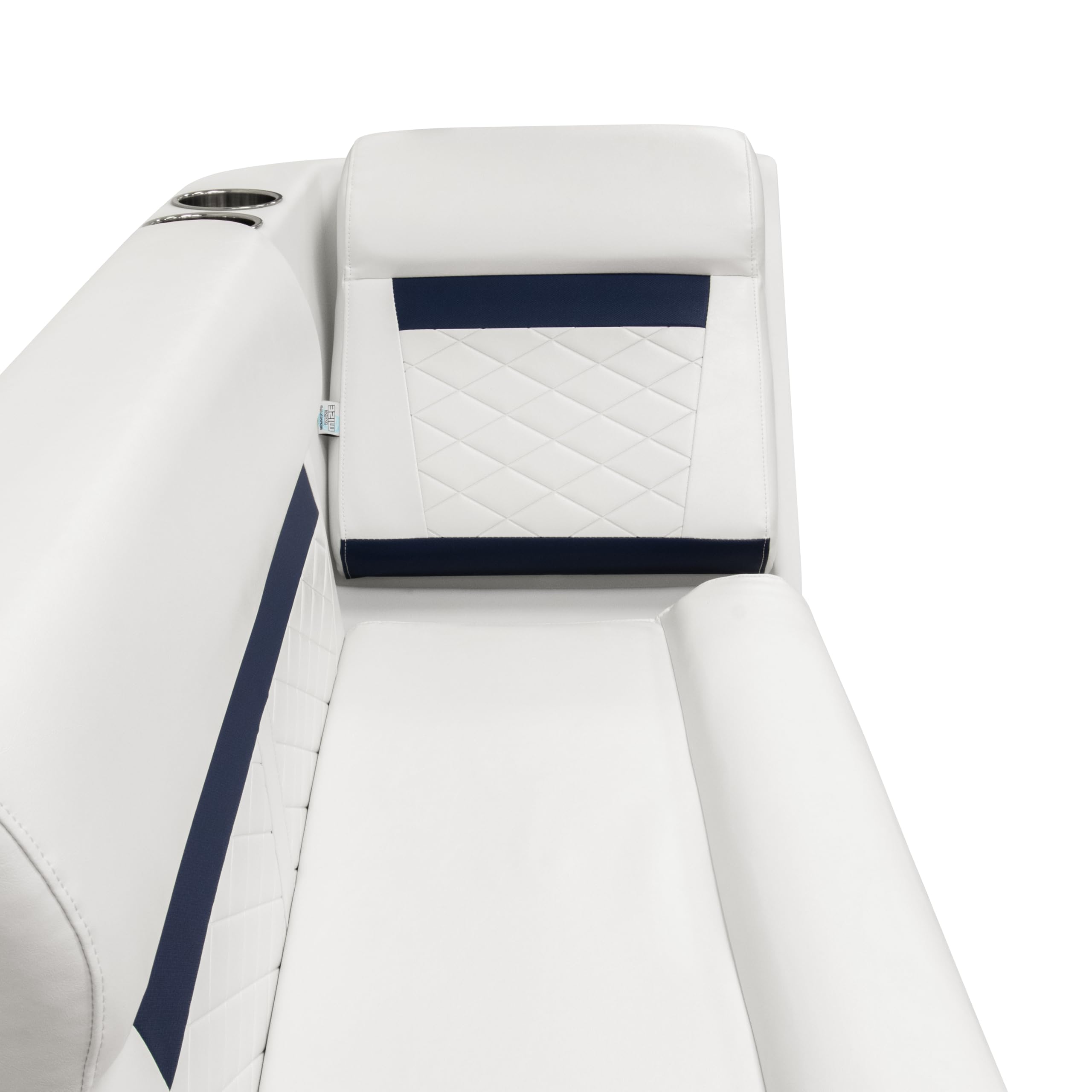 Wise DLX Series Pontoon Left Radius Lean Back Recliner - White/Mariner Blue DLX1305L-1904