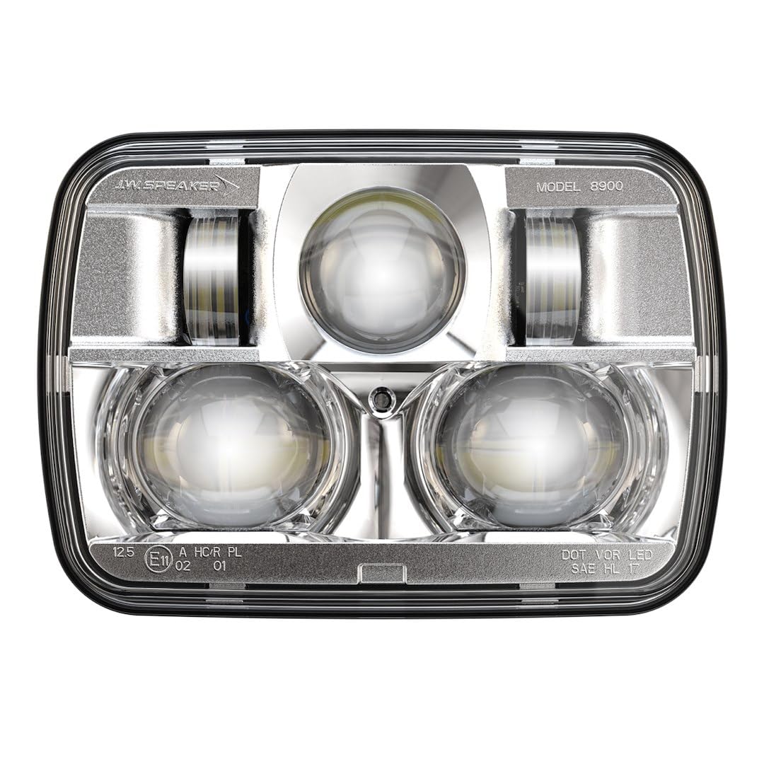 J.W. SPEAKER DOT/ECE 12-24V LED RHT High & Low Beam Headlight with Chrome Inner Bezel