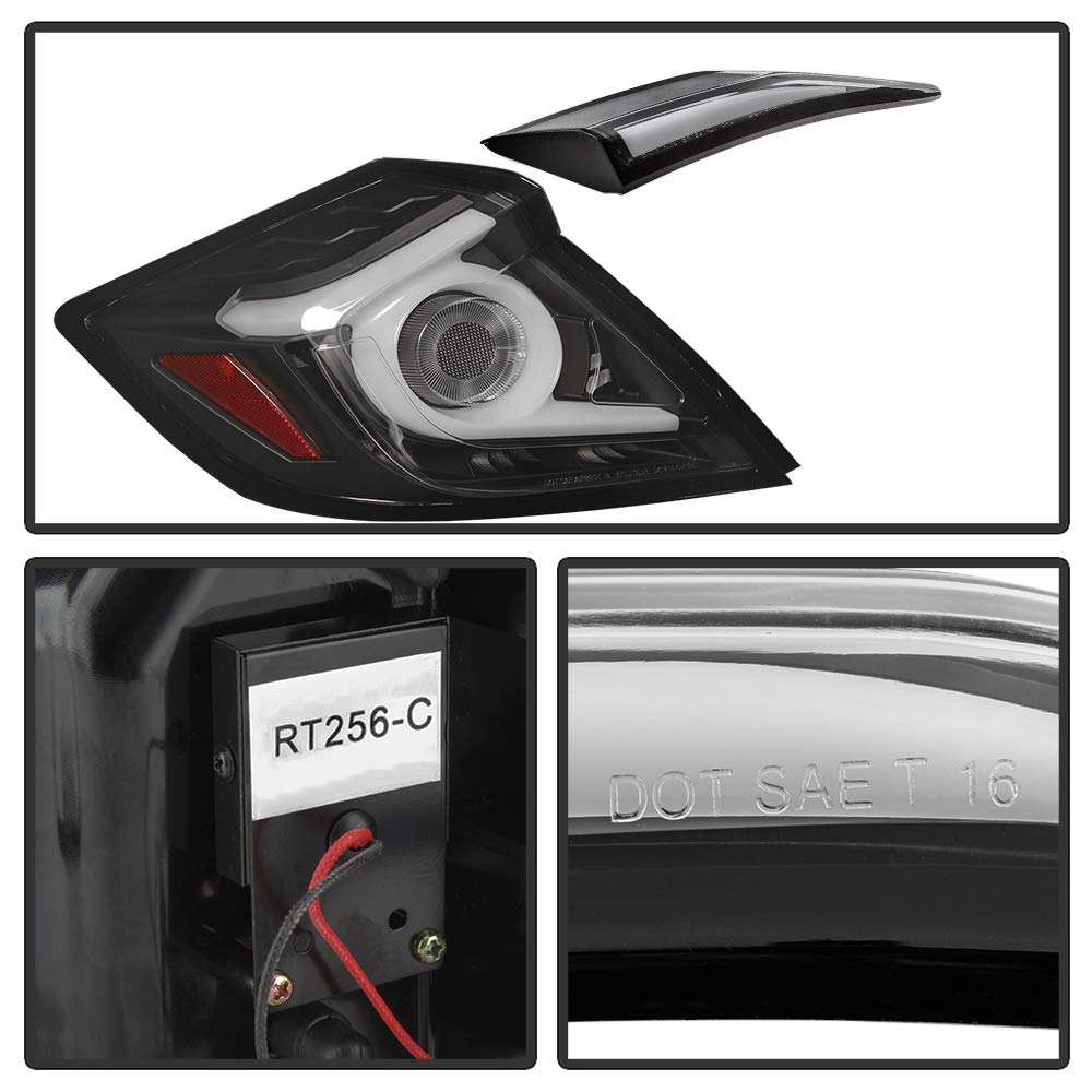 Honda Civic 2016-2019 Spyder 5086051 4 Door Light Bar LED Tail Lights - Black