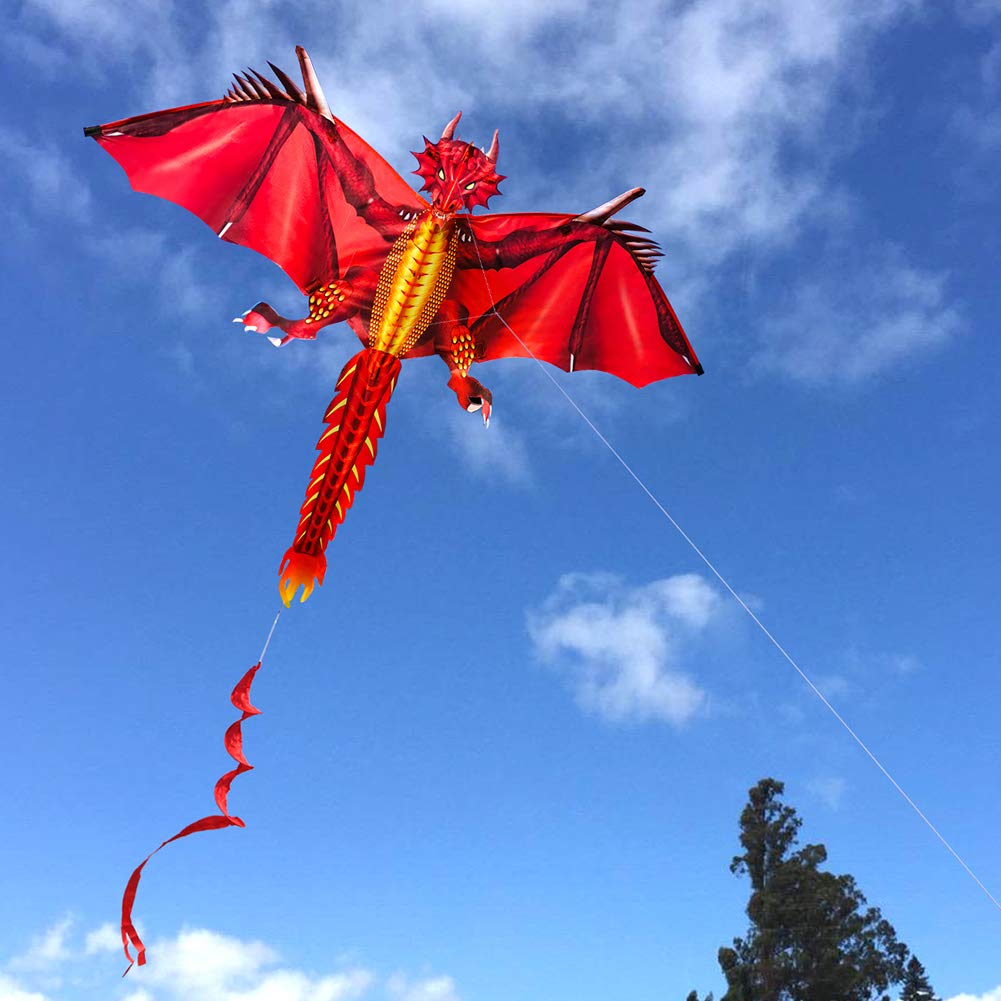 Flying Tail with Kite Outdoor for Children Park Family Classical Dragon Cloth