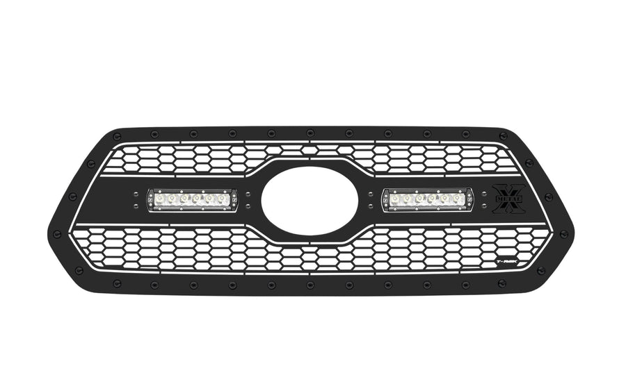 Stealth Laser Torch Grille, 2018-2021 Tacoma, Black, 1 Pc, Insert, Black Studs with (2) 6" LEDs, Does Not Fit Vehicles with Camera - PN #7319511-BR