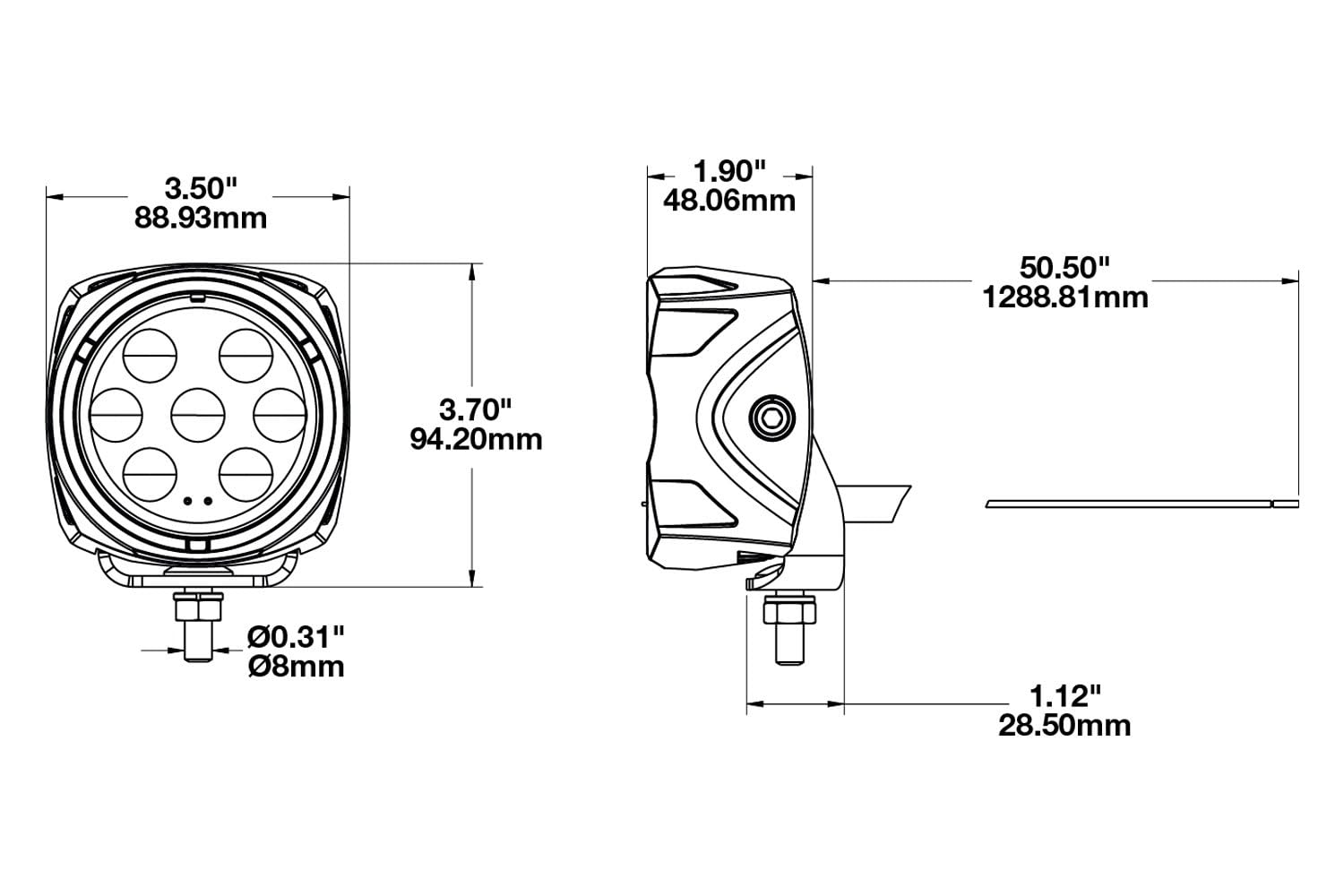 3.5" JW Speaker Model LED Auxiliary Light Kit (Flood Beam) - 0555003