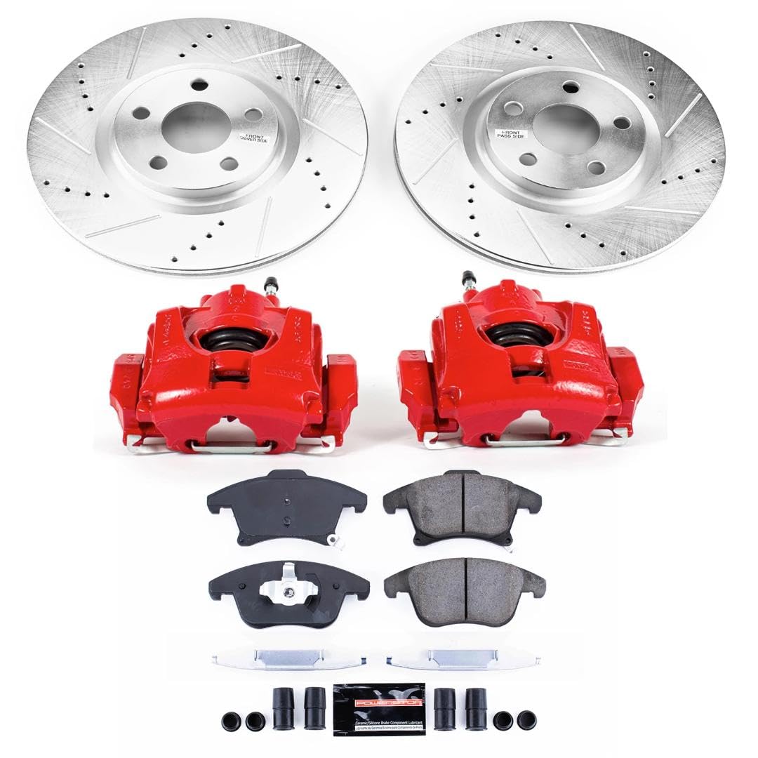 Power Stop Z23 Evolution Sport KC7885 Front Brake Caliper Kit- Brake Rotors, Brake Pads and Brake Calipers For Lincoln MKZ 2017-2020 [Model Specific]