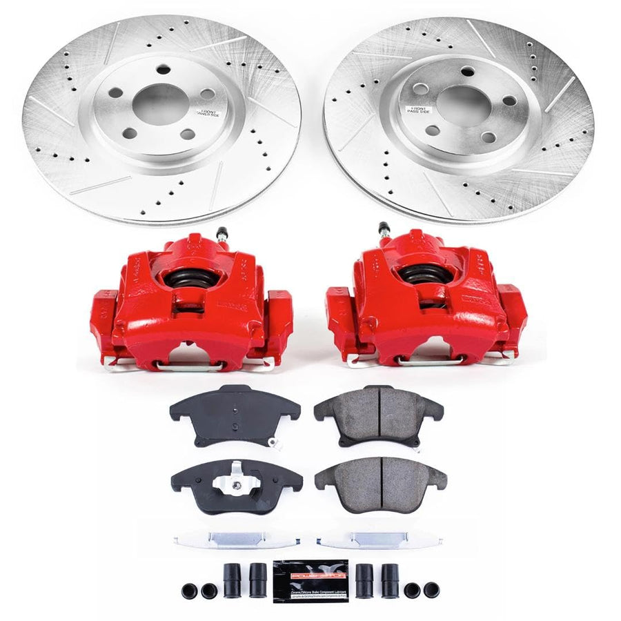 Power Stop Z23 Evolution Sport KC7885 Front Brake Caliper Kit- Brake Rotors, Brake Pads and Brake Calipers For Lincoln MKZ 2017-2020 [Model Specific]