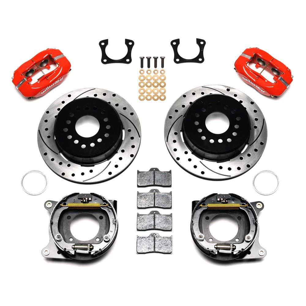 FDL P/S Park Brake Kit WILWOOD 140-7147-DR, Drilled, Red 58-64 Olds/Pontiac Ends