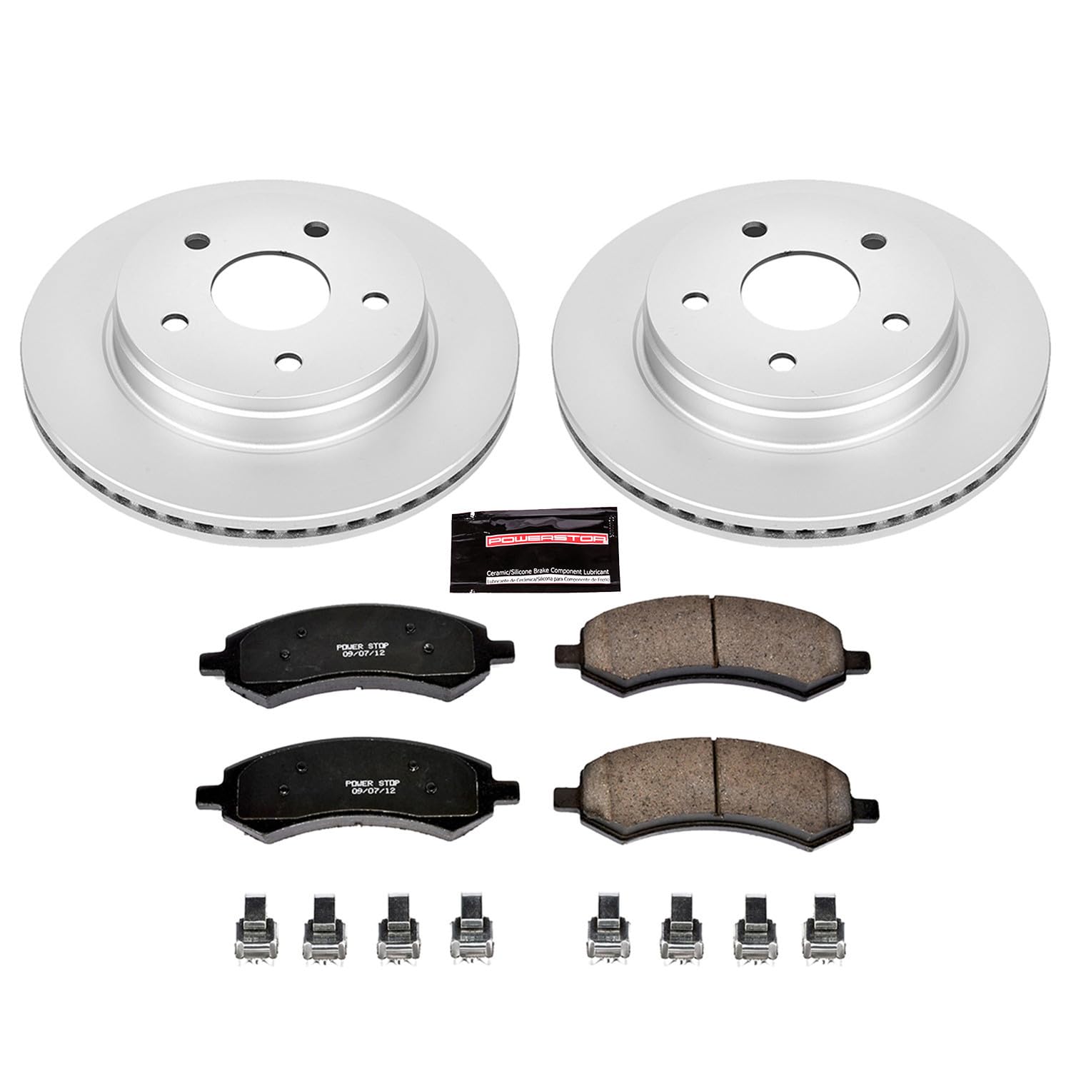 Power Stop CRK2163 Brake Rotor & Coated Ceramic Brake Pads- front For Chrysler Aspen, Dodge Durango, Dodge Ram 1500, Ram 1500, Ram 1500 Classic [Model Specific]