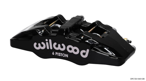 Wilwood Brake Caliper, 6 Piston Dynapro, Driver Side, Aluminum, Black Powder Coat, 13 in OD x 0.380 in Thick Rotor, 5.25 in Lug Mount, Each