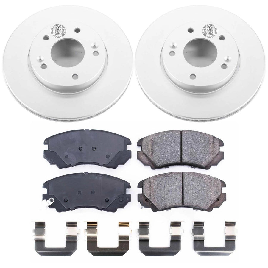 Power Stop Coated Brake Rotor and CRK6309 Ceramic Brake Pads- Front For Kia Soul 2010-2011 [Model Specific]