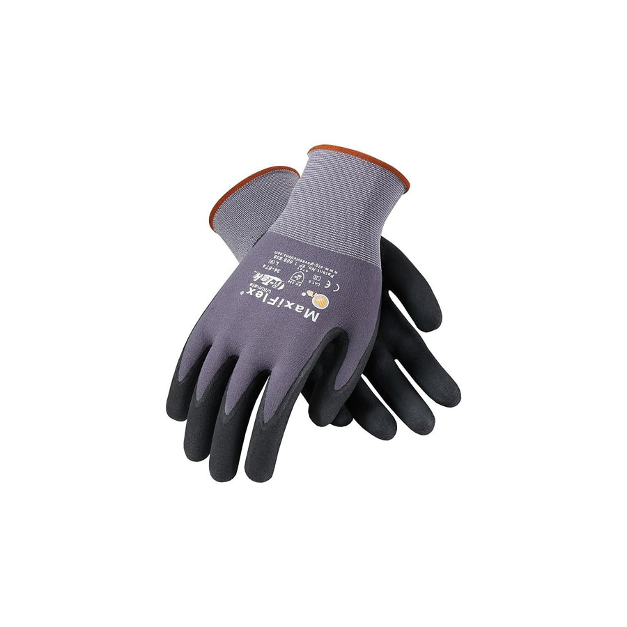 Maxiflex Ultimate Protective Industrial Products 15G Gray Nylon Shell Black Nitrile Microfoam Grip Medium 12 Pairs of Gloves