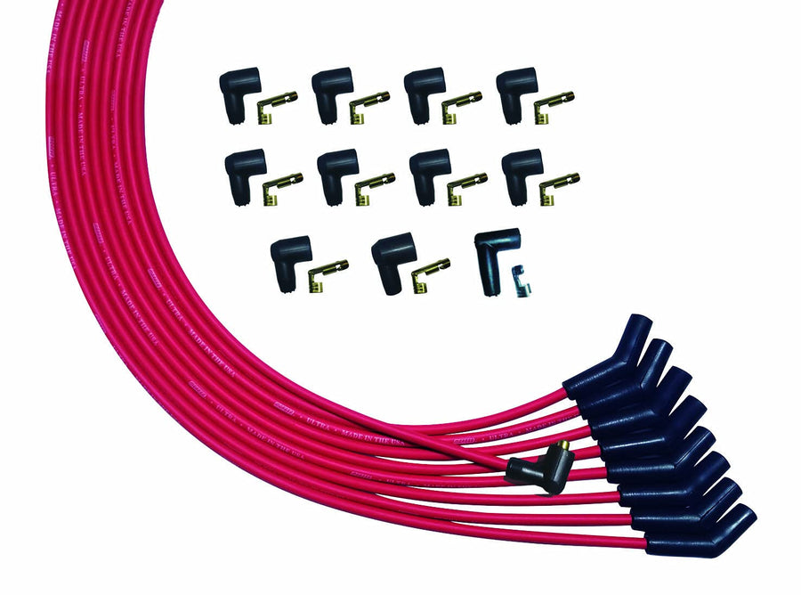 Moroso Ultra Series 52010 Universal V8 Red Spark Plug Wires, 135 Degree Plug Ends, Non HEI Distributor