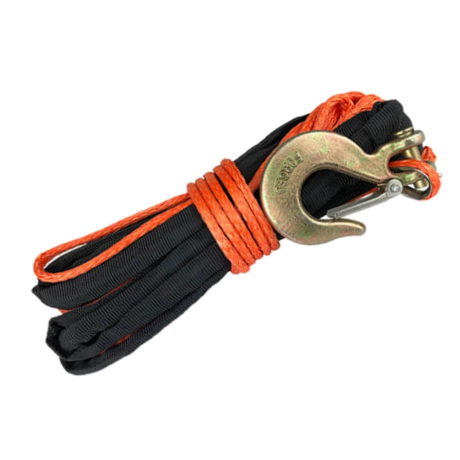 Mile Marker 19-52316-50 Synthetic Rope ATV Assembly with Hook Single Orange & Black 3/16" x 50' for ATV Winches 2,500 – 3,500 lbs. - Breaking Force of 4,600 lbs.
