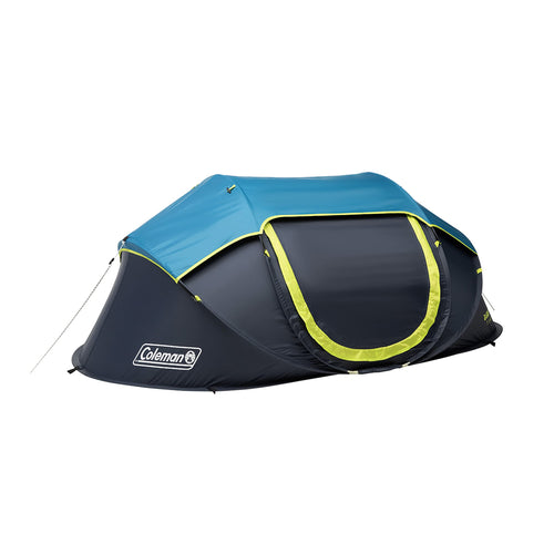 Coleman Camping Tent Pop-Up with Dark Room Technology, 2/4 Person Sets Up in 10 Seconds & Blocks 90% of Sunlight, Includes Pre-Assembled Poles, Adjustable Rainfly, & Taped Floor Seams
