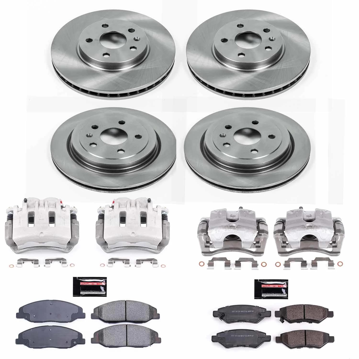 Power Stop KCOE4134A Replacement Autospecialty Front and Rear Brake Kit- Brake Rotors, Ceramic Brake Pads & Calipers For Cadillac CTS 2008-2009 [Model Specific]