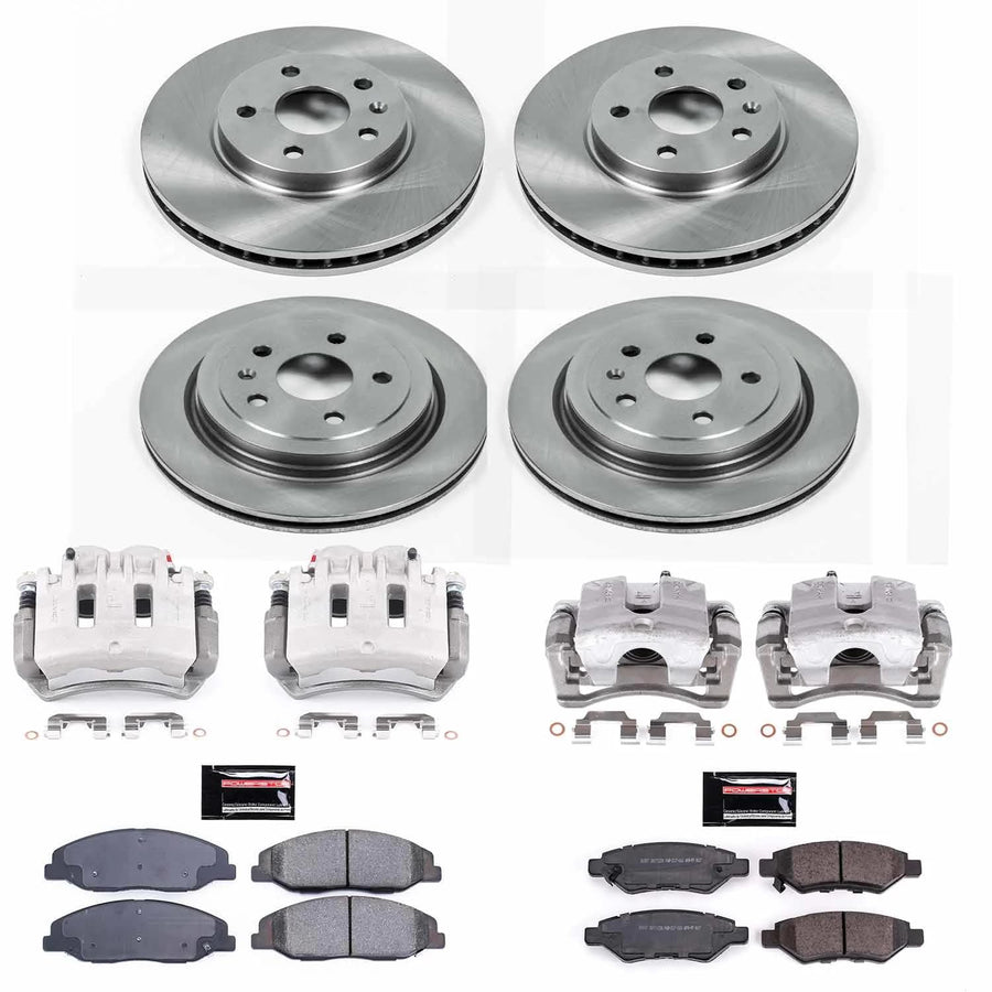 Power Stop KCOE4134A Replacement Autospecialty Front and Rear Brake Kit- Brake Rotors, Ceramic Brake Pads & Calipers For Cadillac CTS 2008-2009 [Model Specific]