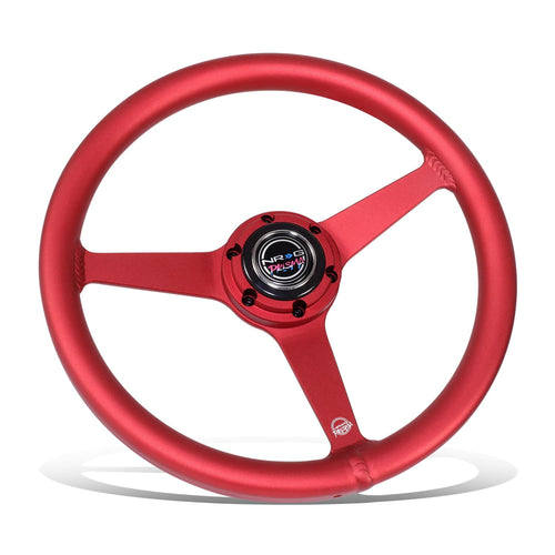 NRG Innovations All Aluminum Steering Wheel NRG-RST-071-RD 330mm - Heritage Solid Spoke- Ergonomic Grip- Anadized Red