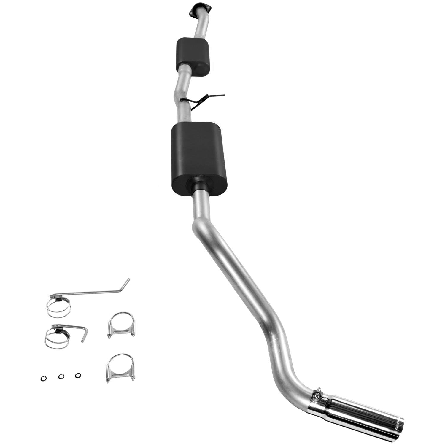 Flowmaster Force II 17362 Cat-Back Exhaust Kit 3 Inch Aluminized Steel 3.5 Inch Polished Stainless Tip Compatible with 1999-2007 Classic Body Chevy GMC 1500 4.3L 4.8L 5.3L 2/4WD Extended Cab Short Bed