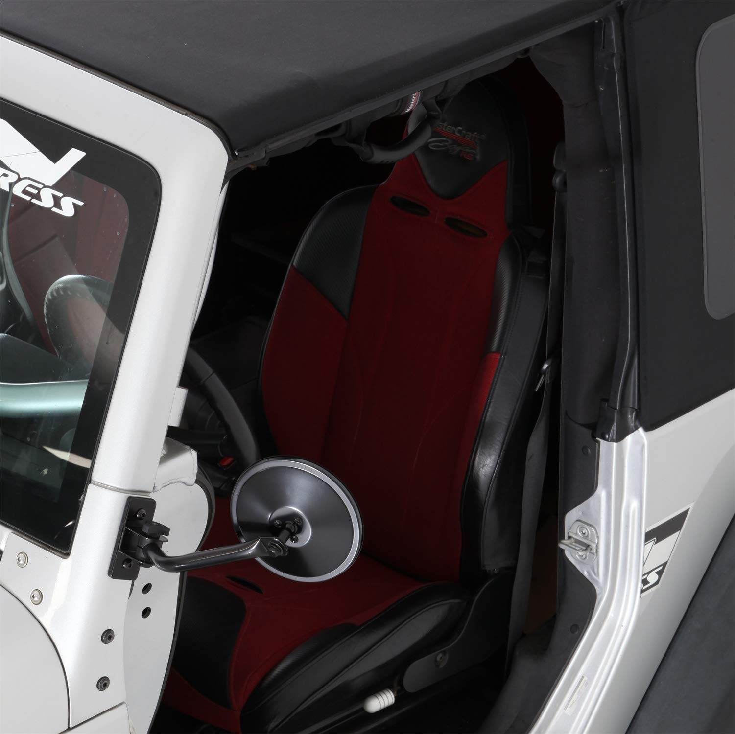 BLACK TJ/JK TRAIL MIRRORS 6IN ROUND PAIR