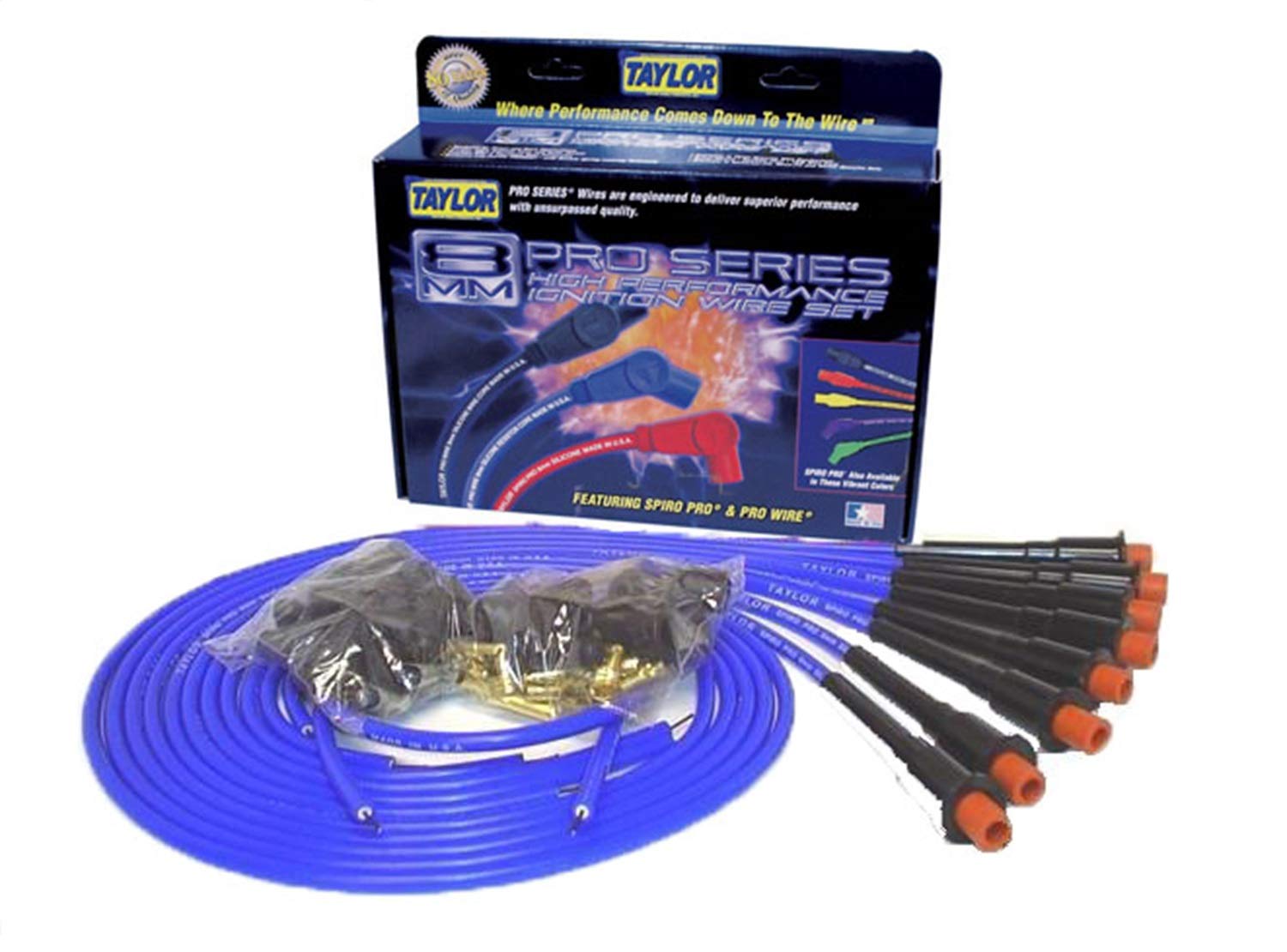8mm Taylor Cable Spiro-Pro 8 cyl univ Hemi blue 75689