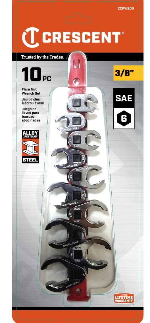 Crescent 3/8" Drive 10 Piece Flare Nut SAE Wrench Set - CCFWS0N