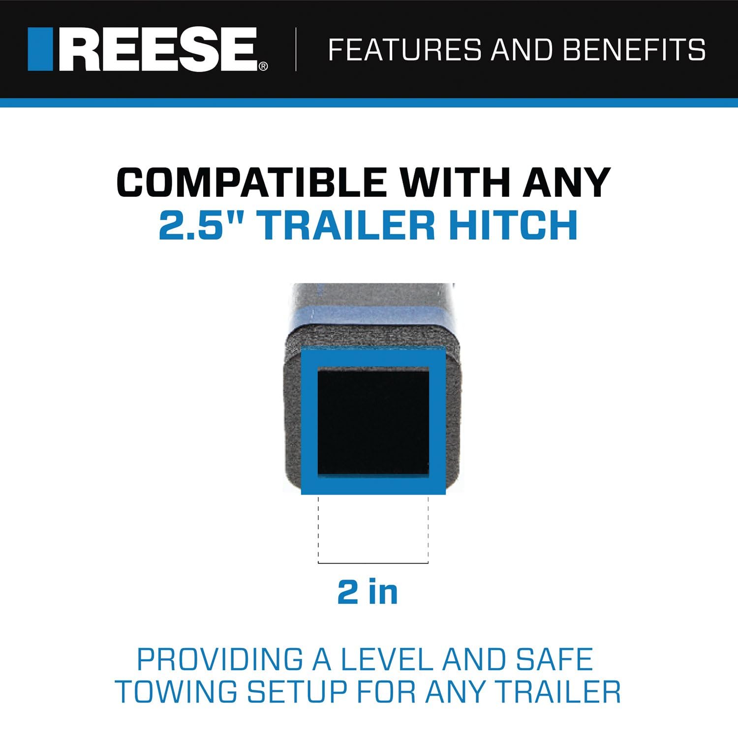 Tri-Ball Reese 7097800 Trailer Hitch Ball Mount, (1-7/8 Inch, 2 Inch, 2-5/16 Inch Trailer Hitch Balls), Fits 2-1/2 Inch Square Receiver, 18,000 lbs. Capacity, Premium Black