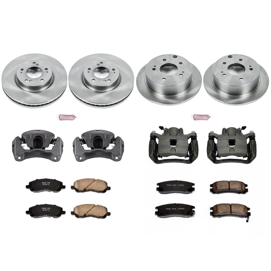 Power Stop Autospeciality KCOE2711 Replacement Front and Rear Caliper Kit- OE Rotors, Ceramic Brake Pads, Calipers