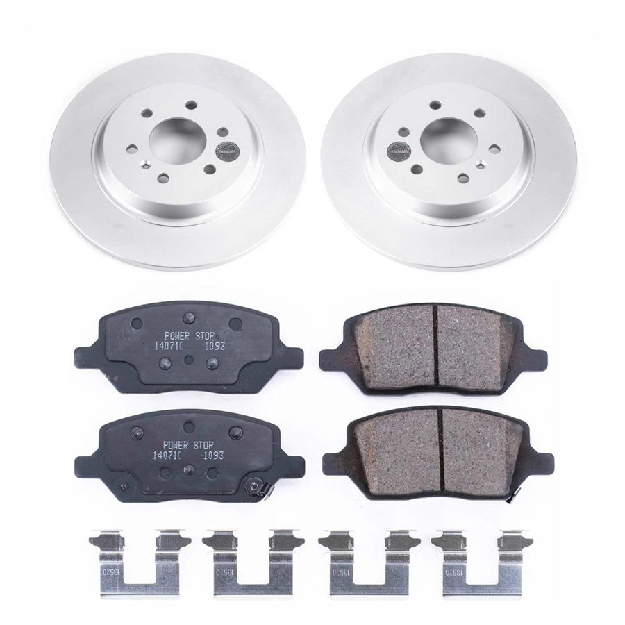 Power Stop Rear Coated Brake Rotors and Z17 Ceramic Brake Pads Kit For Mobility Ventures MV-1 2014-2017, VPG MV-1 2011-2012 [Model Specific]