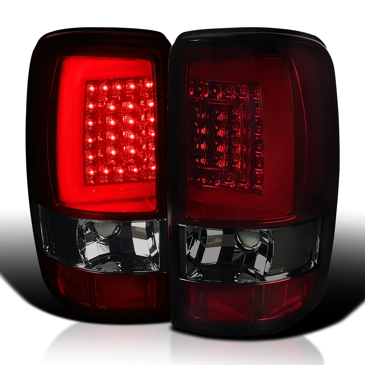 Red Smoke LED Bar Tail Lights SPEC-D TUNING Compatible with 2000-2006 Chevy/GMC Suburban, Chevy Tahoe, GMC Yukon/Denali/XL, Left + Right Pair Assembly