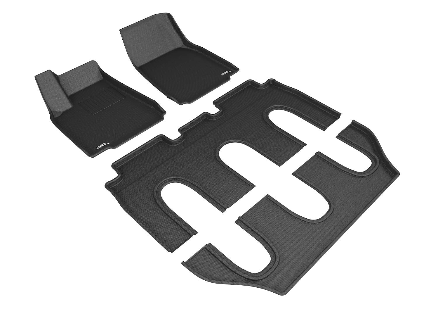 Kagu Floor Mat 3D MAXpider Custom Fit (Black) Compatible with Tesla Model X Non-Folding 7-Seat 2016-2017 - Full Set
