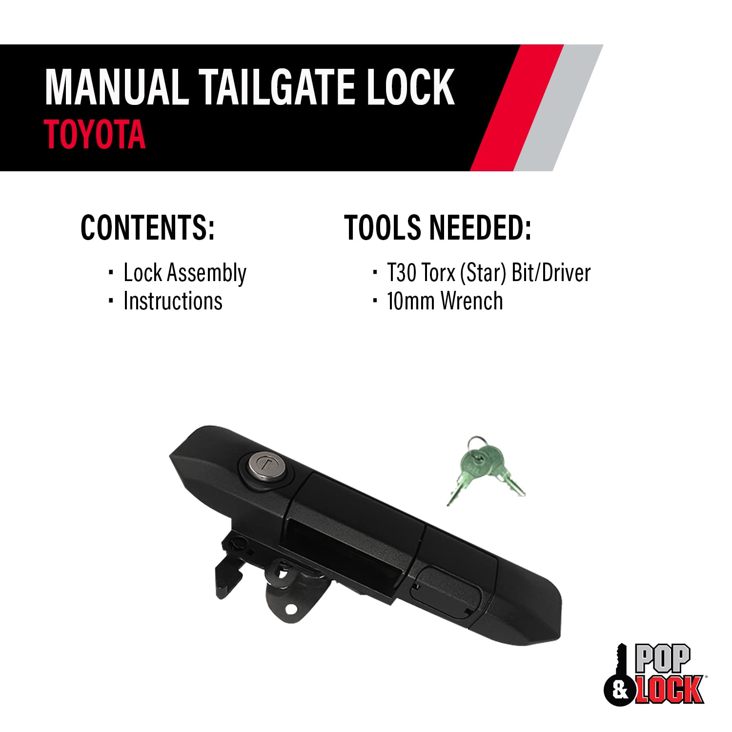 Pop & Lock PL5500 Manual Black Tailgate Lock Toyota Tacoma (Standard Lock)