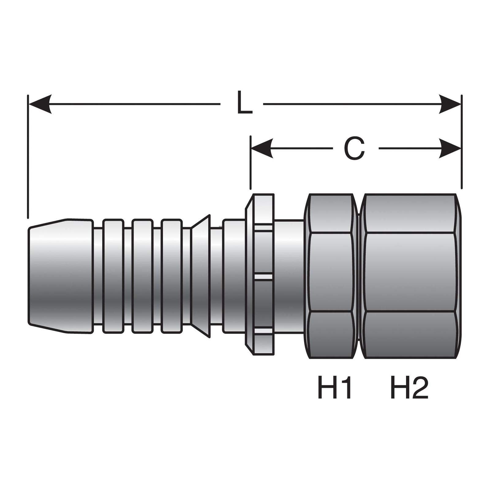 GlobalSpiral Couplings Gates 16GS-20FJX, Female JIC 37° Flare Swivel, Zinc Plated Carbon Steel, 4.53", 1" ID