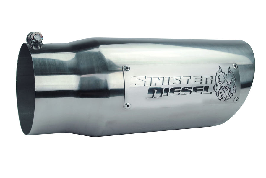 Dual Wall Sinister Diesel Exhaust Tip W/Angle Cut 5" to 6" Chrome
